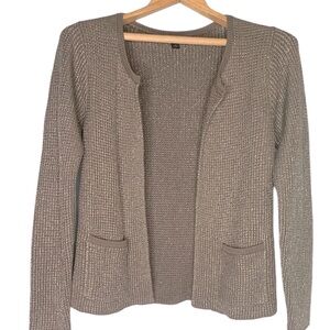 Banana Republic Taupe/Gold Thread Knit Cardigan with Pockets in Size S